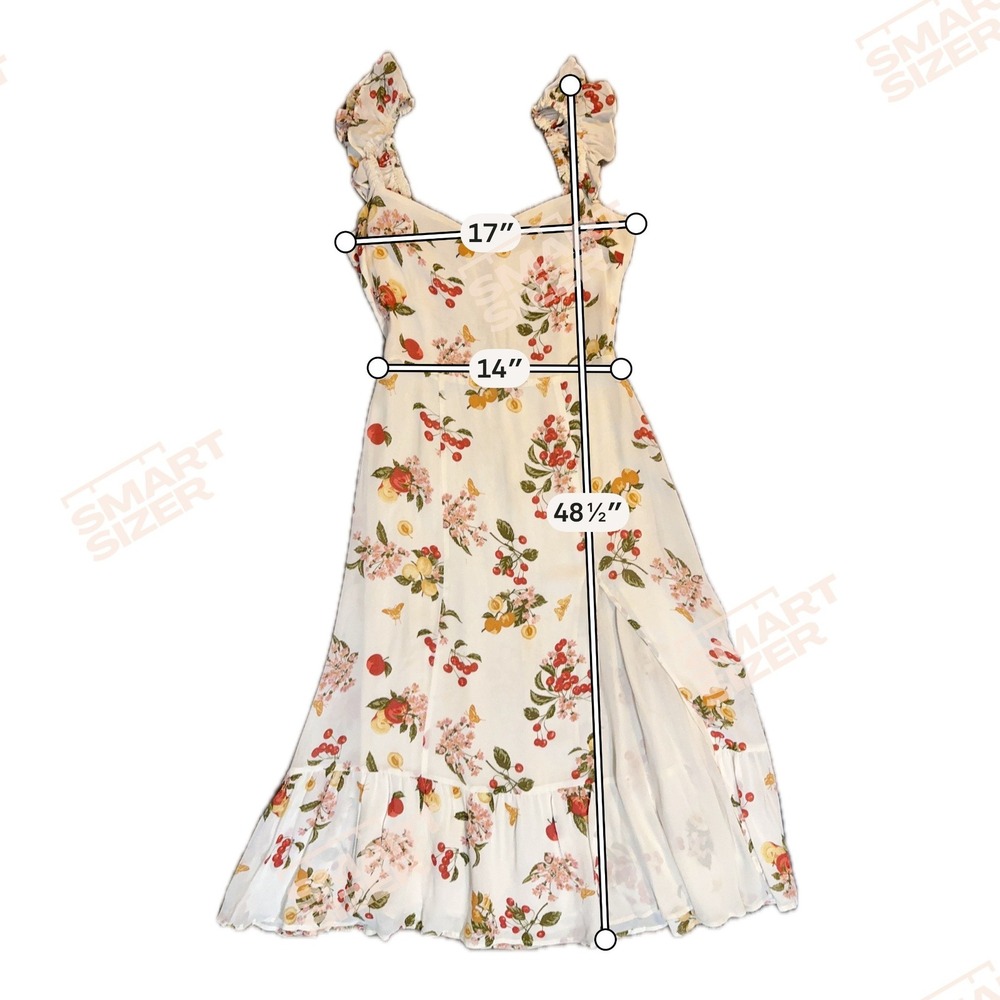 Reformation Bondi Midi Sundress 6 Floral Fruity Georgette Romantic Wedding Guest - Picture 8 of 11